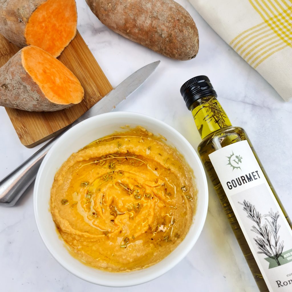 Gourmet  Rosemary Evoo & Roasted sweet potato hummus